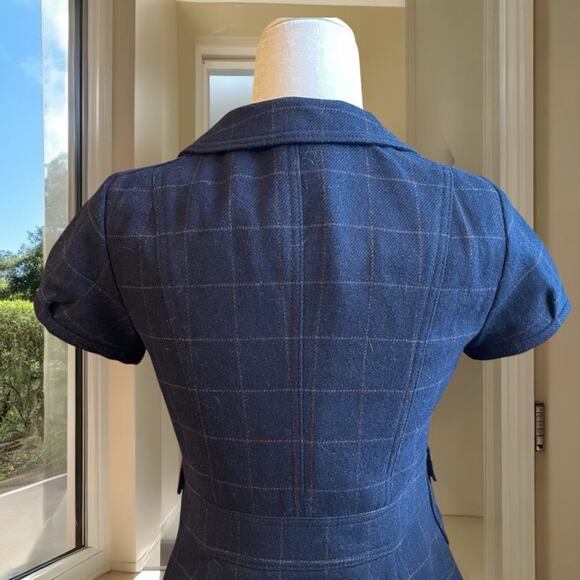 NEW Banana Republic Wool Windowpane Plaid Academia Portrait Blazer Jacket 0 NWOT - Picture 6 of 16